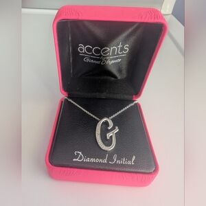 NWT Accents Silver Diamond Initial Necklace